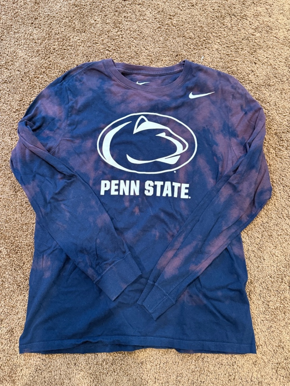 Nike Penn State Men's Long Sleeve Graphic Tee - Navy/Indigo Tie Dye - Ombré